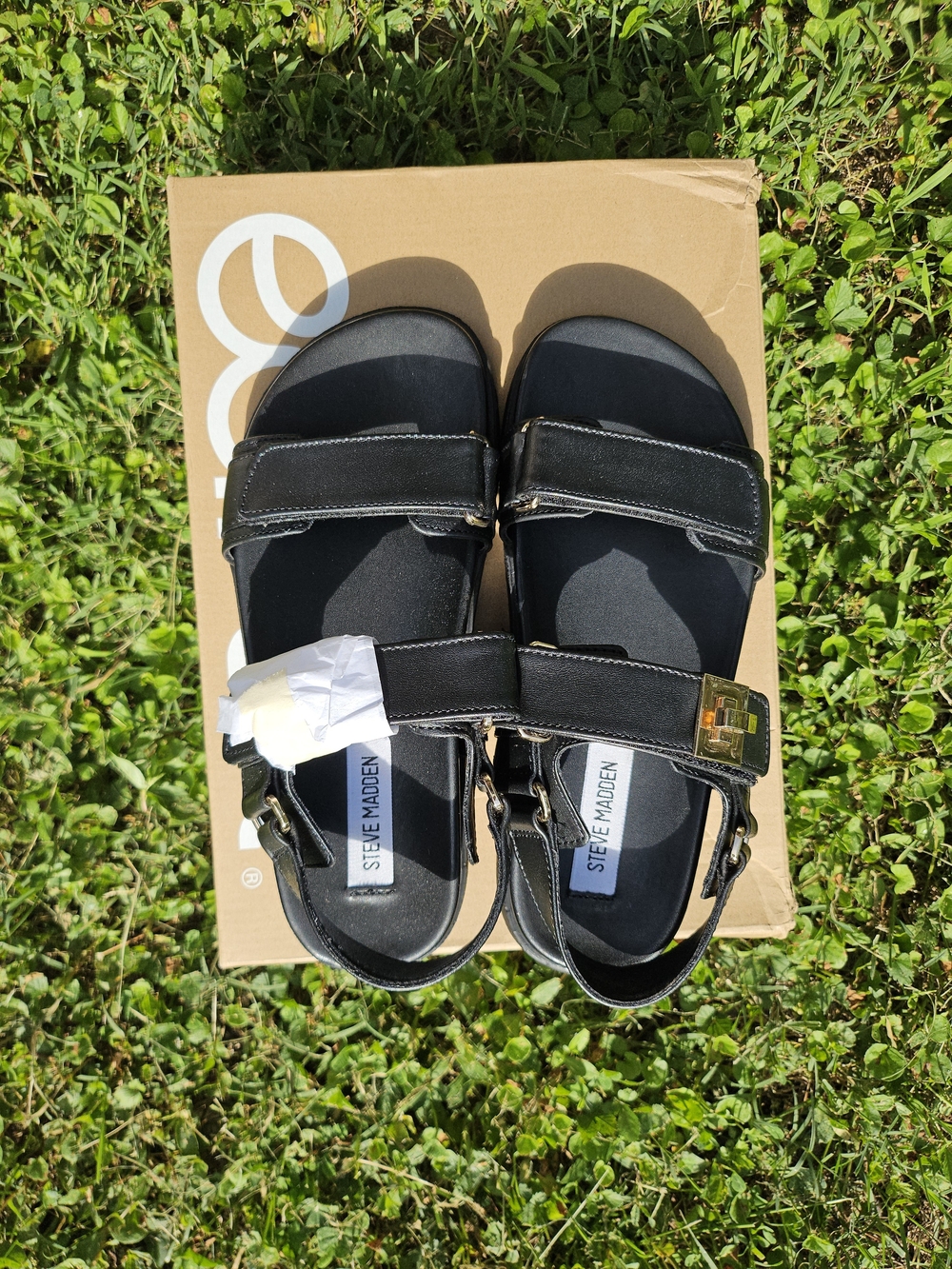 Steve Madden Black Adjustable Strap Sandals Size 6 Brand New Without Box